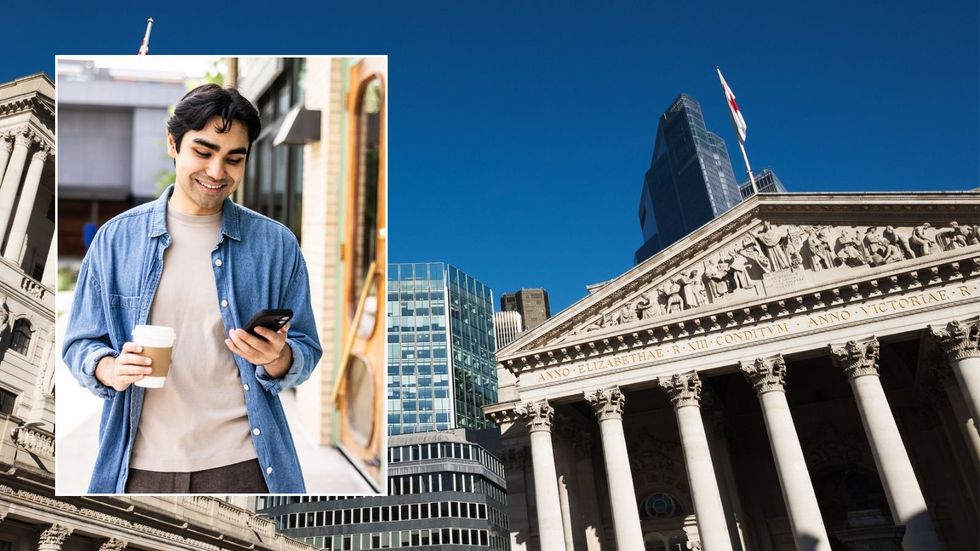 Bank of England and man on phone