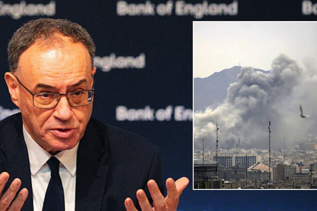 Bank of England governor Andrew Bailey and Tehran impacted by missile strike