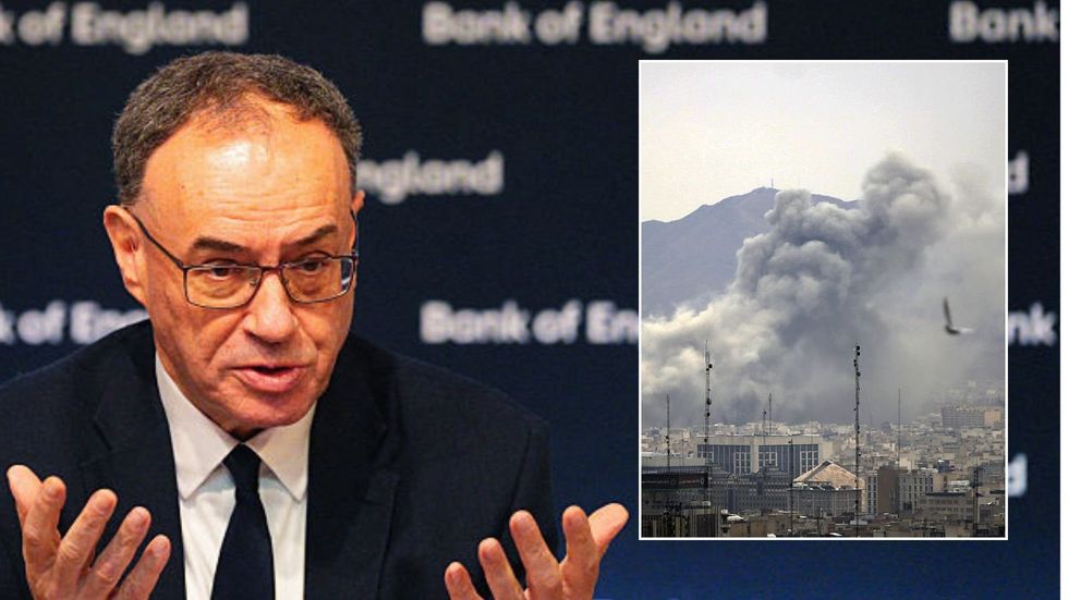 Bank of England governor Andrew Bailey and Tehran impacted by missile strike