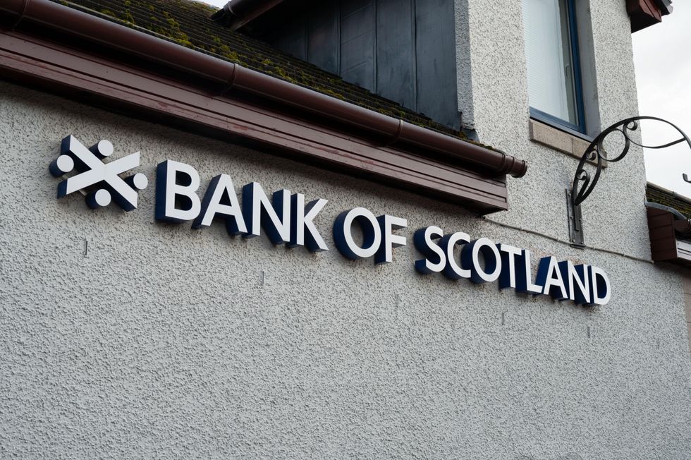 Bank of Scotland logo on side of bank branch