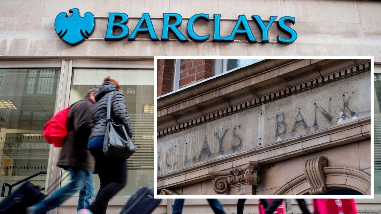 Barclays bank branch and closed bank branch with no sign