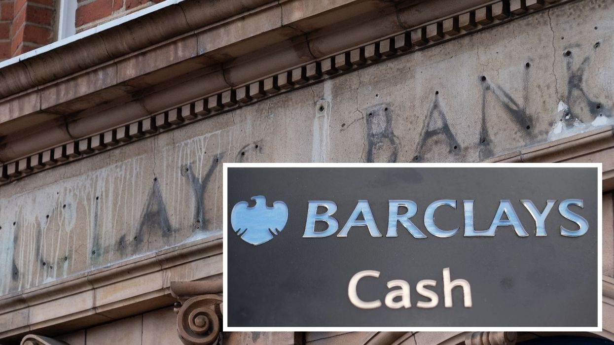 Barclays cash ATM outside branch and closed branch in pictures