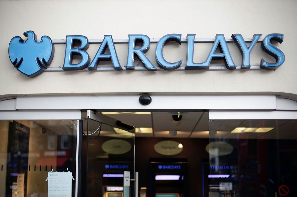 Barclays logo at bank branch