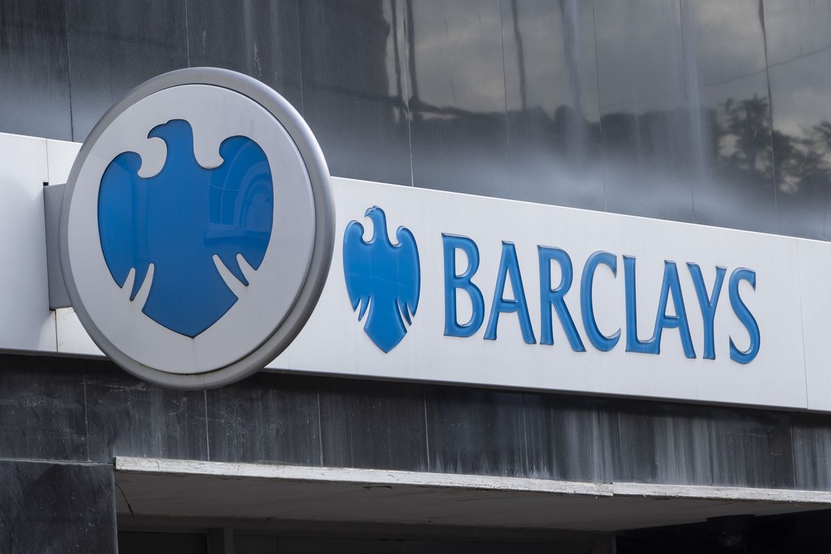Barclays logo outside of bank branch
