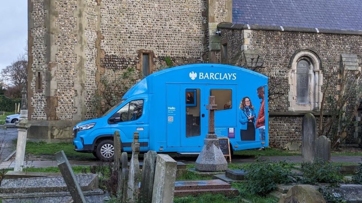 Barclays parking a mobile banking van at St Andrew's Church in Hove on Mondays amid the Hove bank branch closure