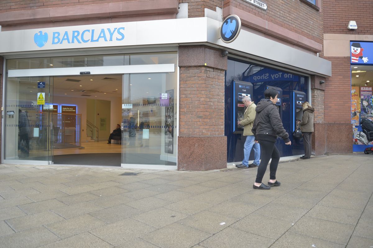 Barclays sign outside bank branch