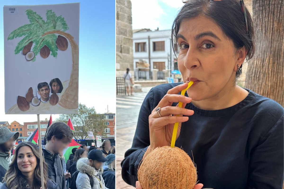 Baroness Warsi/coconut placard