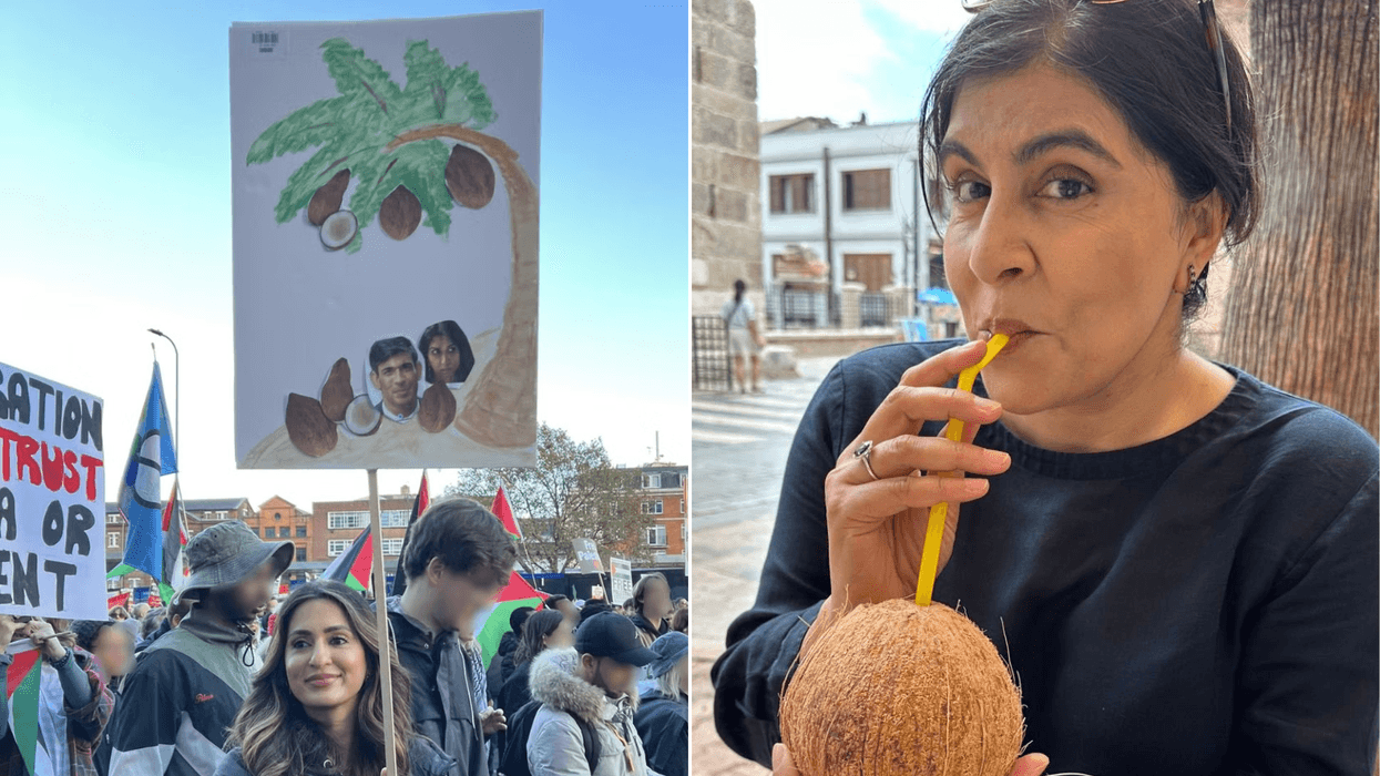 Baroness Warsi/coconut placard