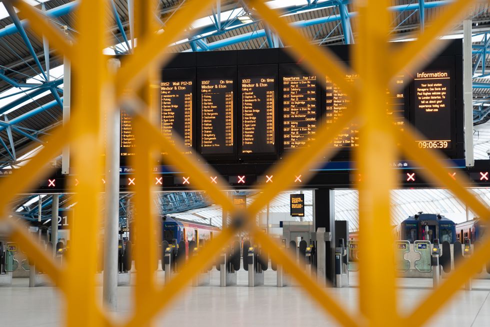 Barriers close off part of Waterloo train station in London