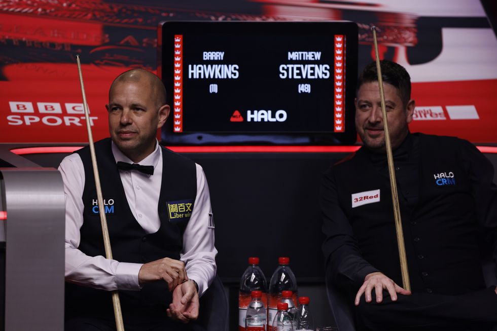 Barry Hawkins defeated Matthew Stevens at the World Snooker Championship