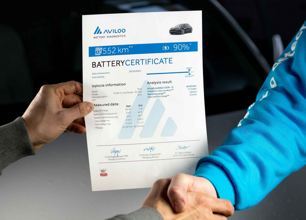 Battery health certificate for electric vehicles
