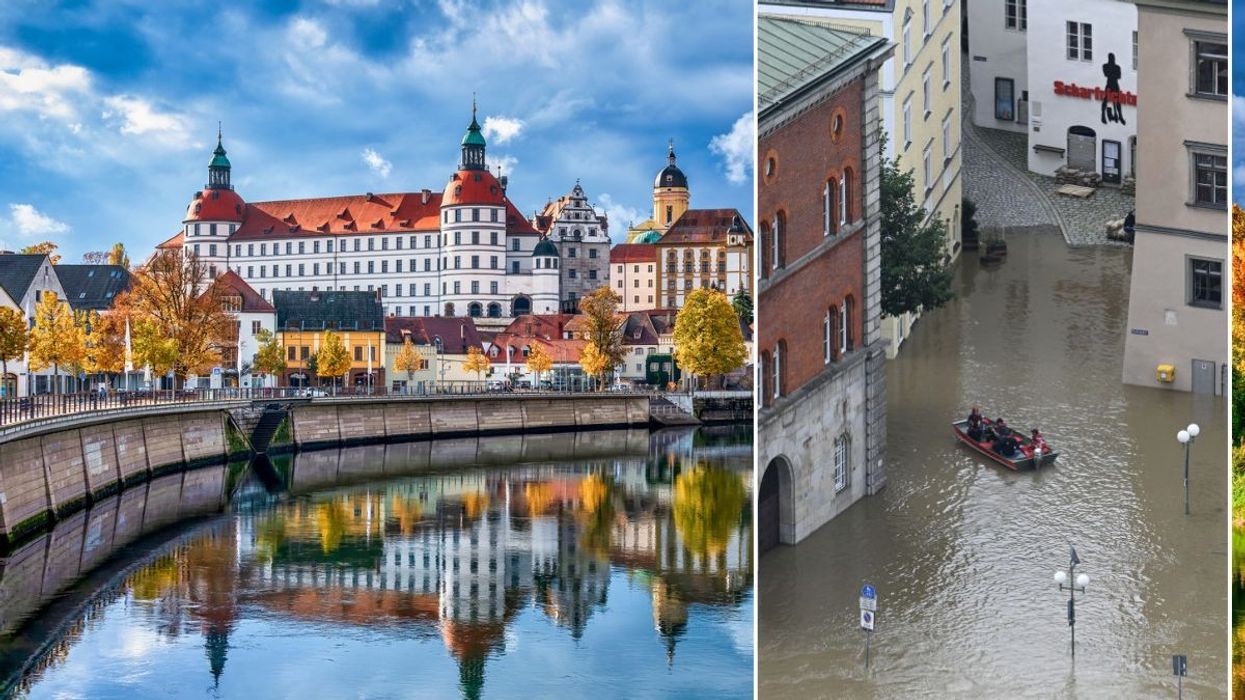 Bavaria, Germany / Flooded street in Bavaria