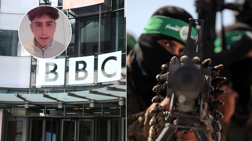 BBC (left), Hamas terrorist (right)