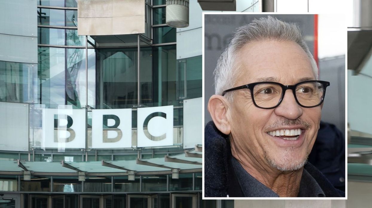 BBC New Broadcasting House with Gary Lineker inset