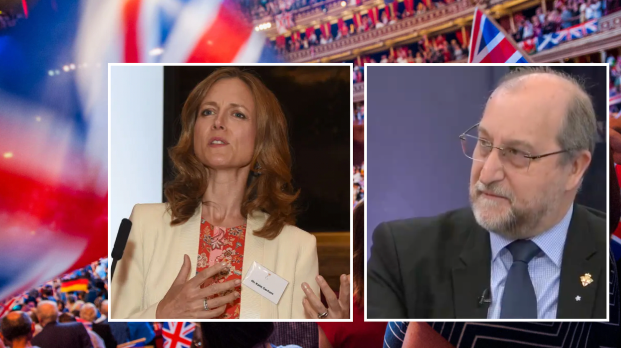 BBC Proms (left), Katie Derham (middle), Nick Dutt, Chairman of the Royal Society of St George (right)