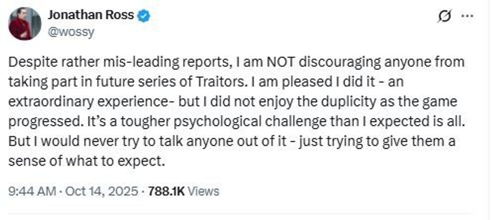 BBC The Traitors: Jonathan Ross