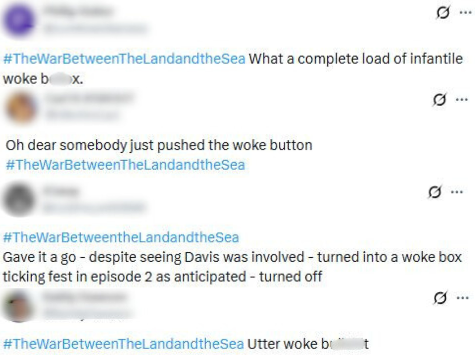 BBC The War Between the Land and the Sea viewers took to X