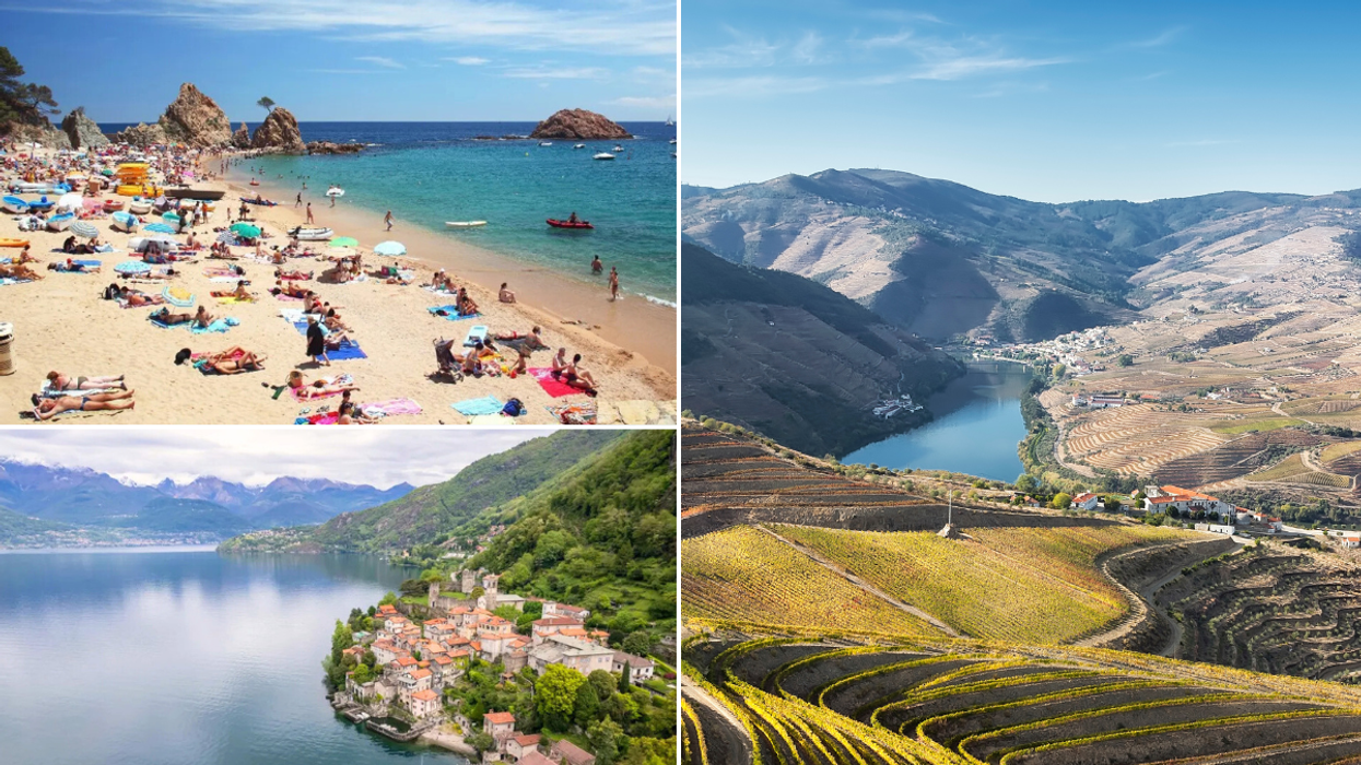 Beach in Costa Brava, Spain / Lake Como, Italy / Douro Valley, Portugal
