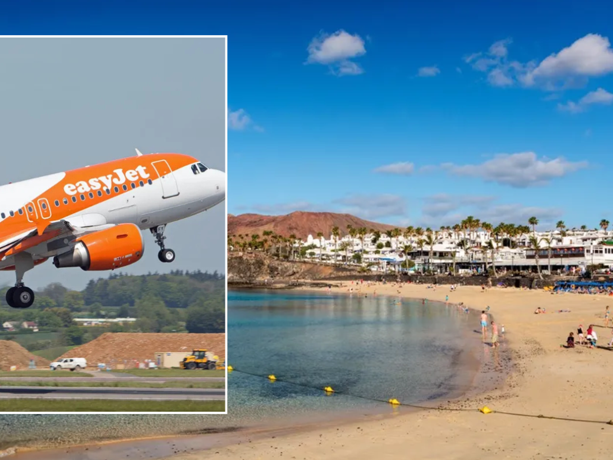 Beach in Lanzarote / easyJet plane