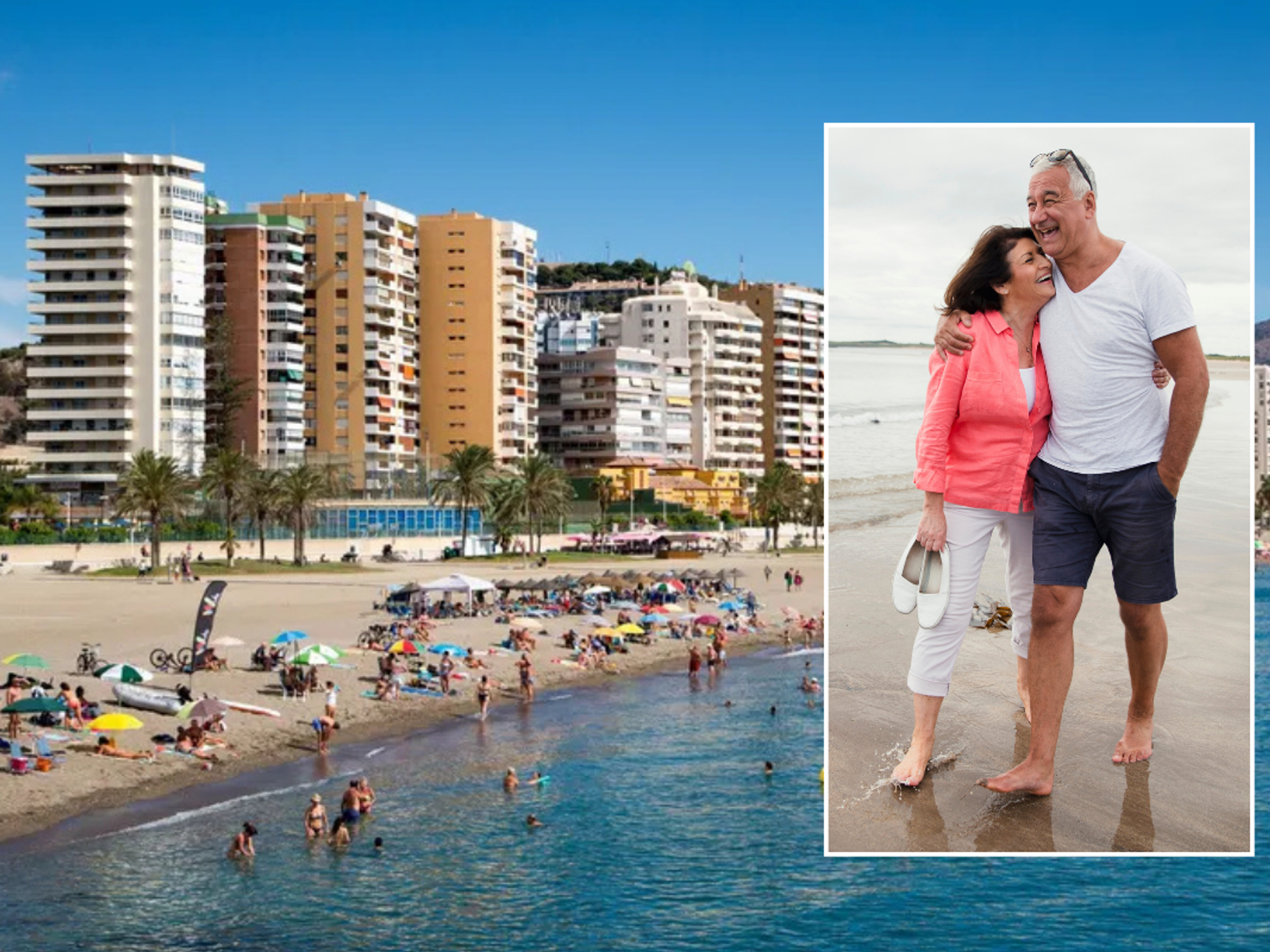 Beach in Spain / couple walking on beach