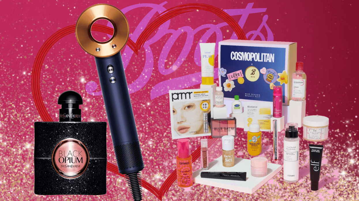 Beauty products in front of the Boots logo