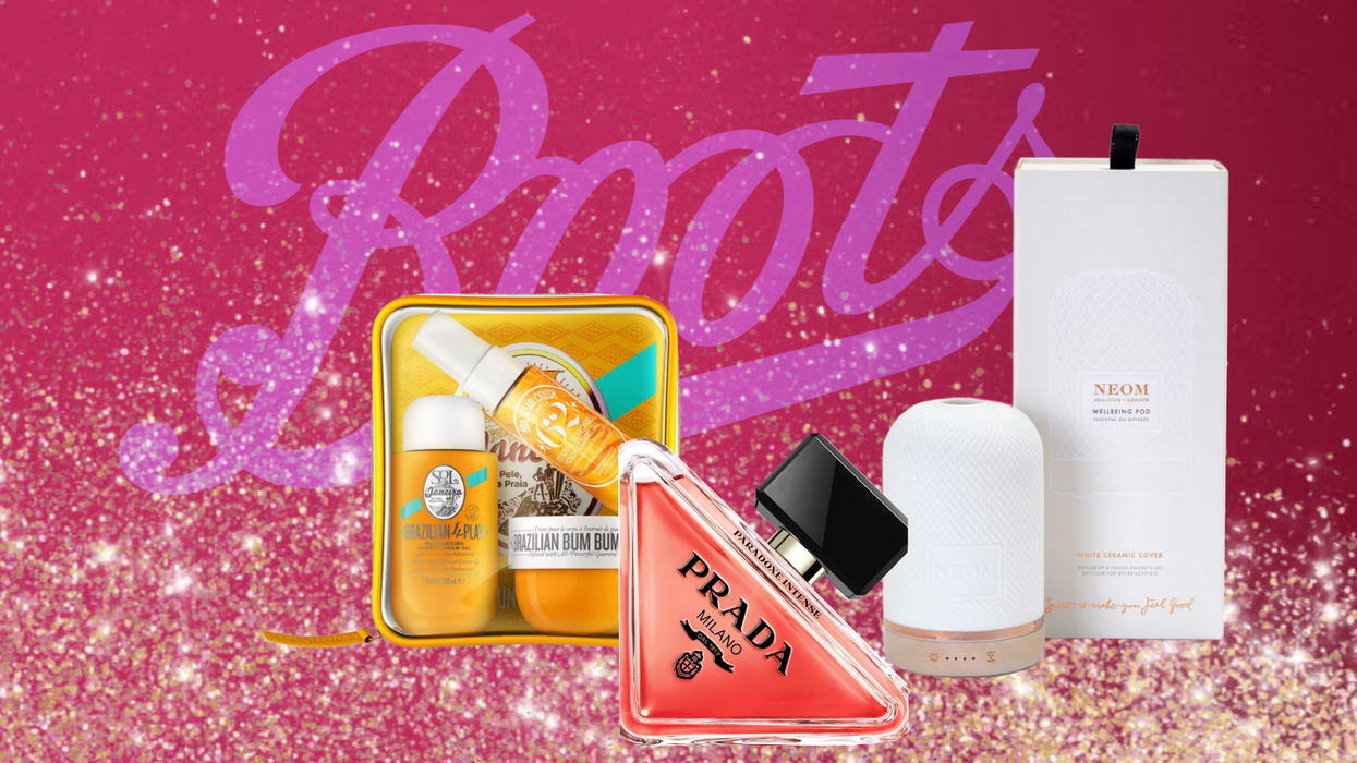 Beauty, skincare, and wellness products on sale in front of Boots logo