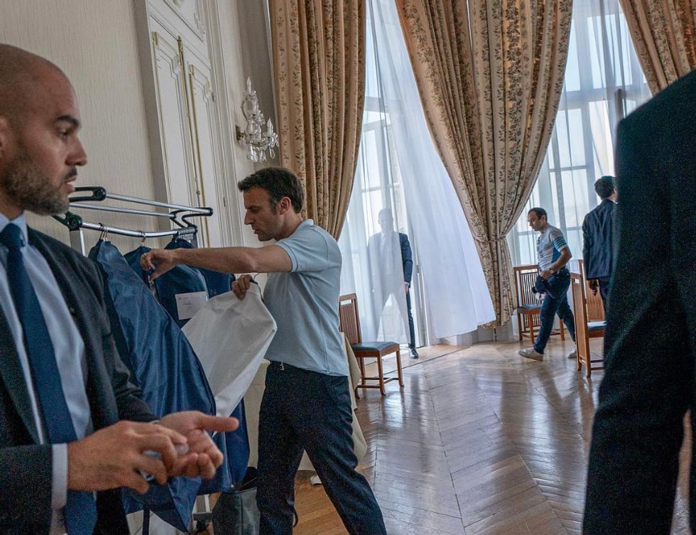 Behind the scene photographs of French President Emmanuel Macron