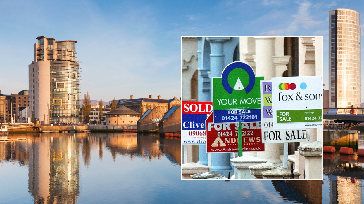 Belfast skyline / property for sale signs
