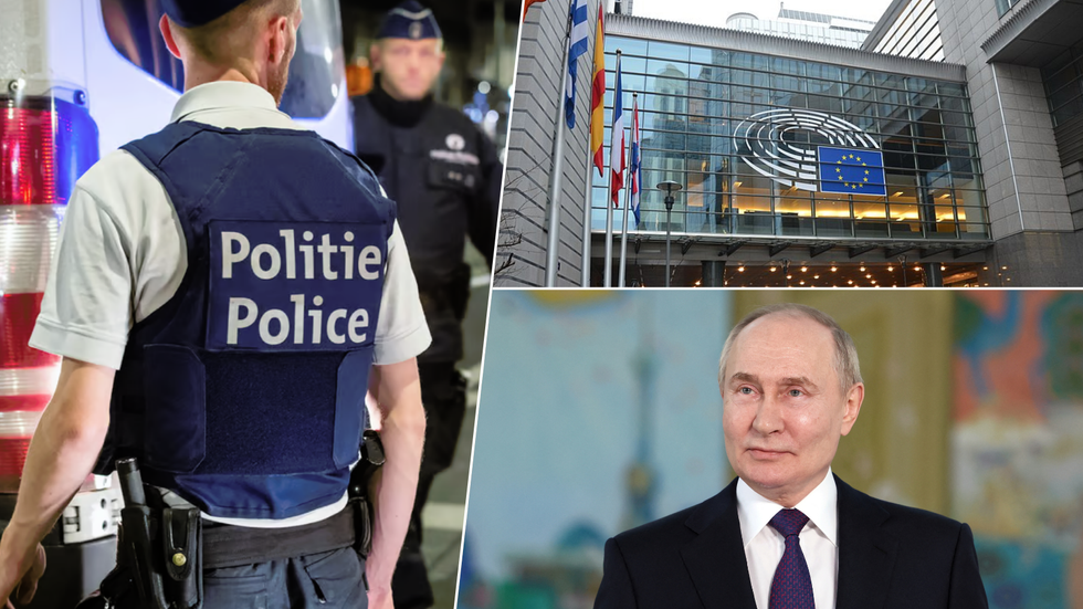 Belgian police/EP building in Brussels/Putin
