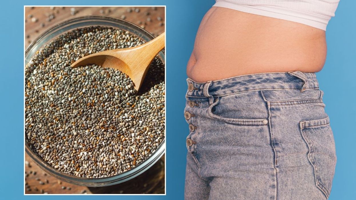 belly fat stock image and chia seeds