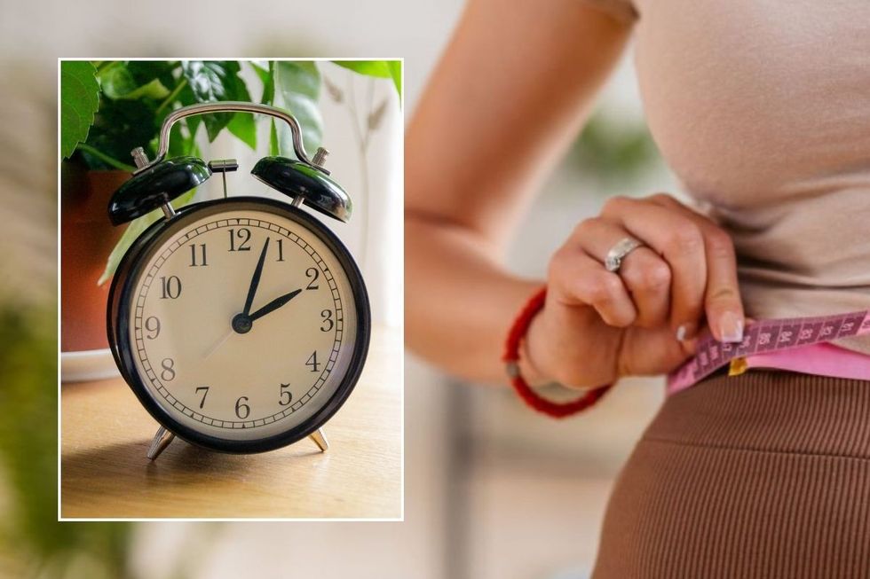 belly fat stock image and clock