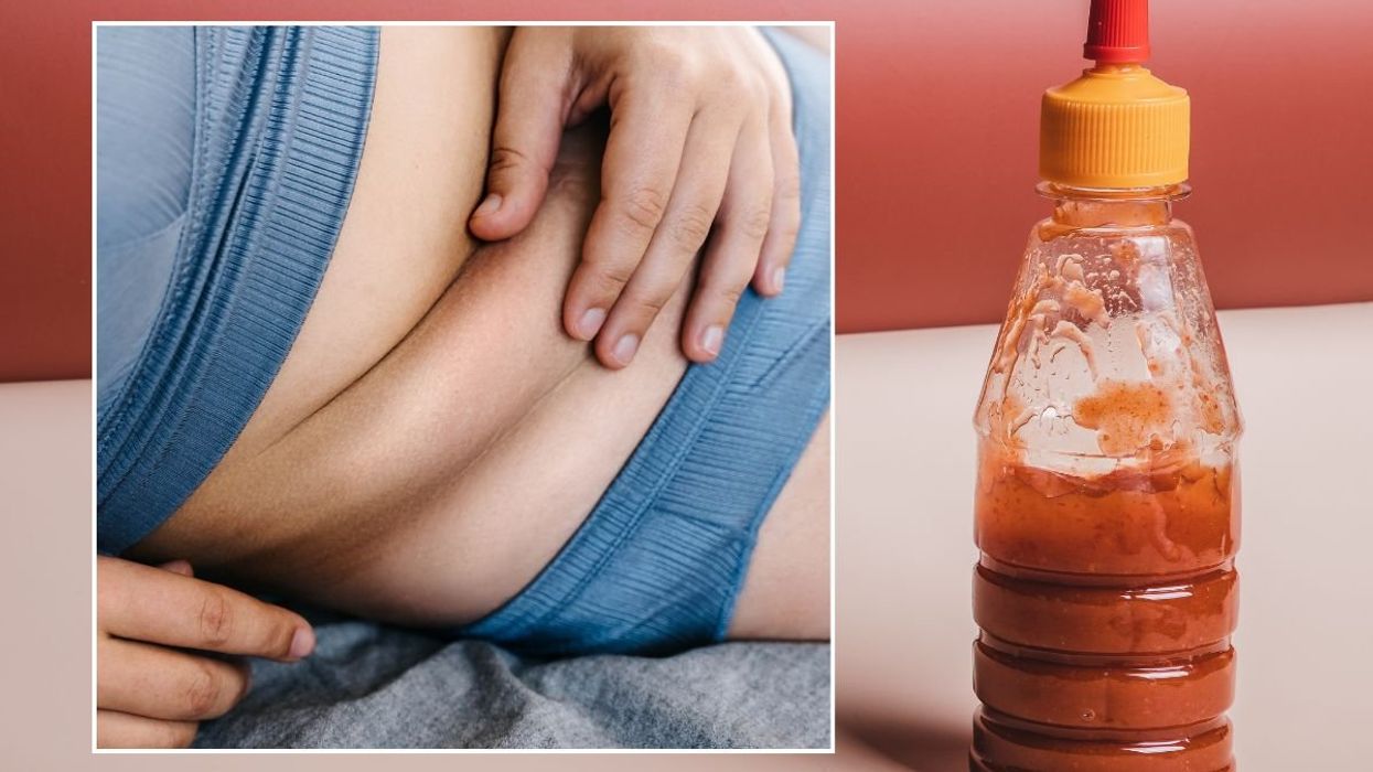 BELLY FAT STOCK PIC AND HOT SAUCE