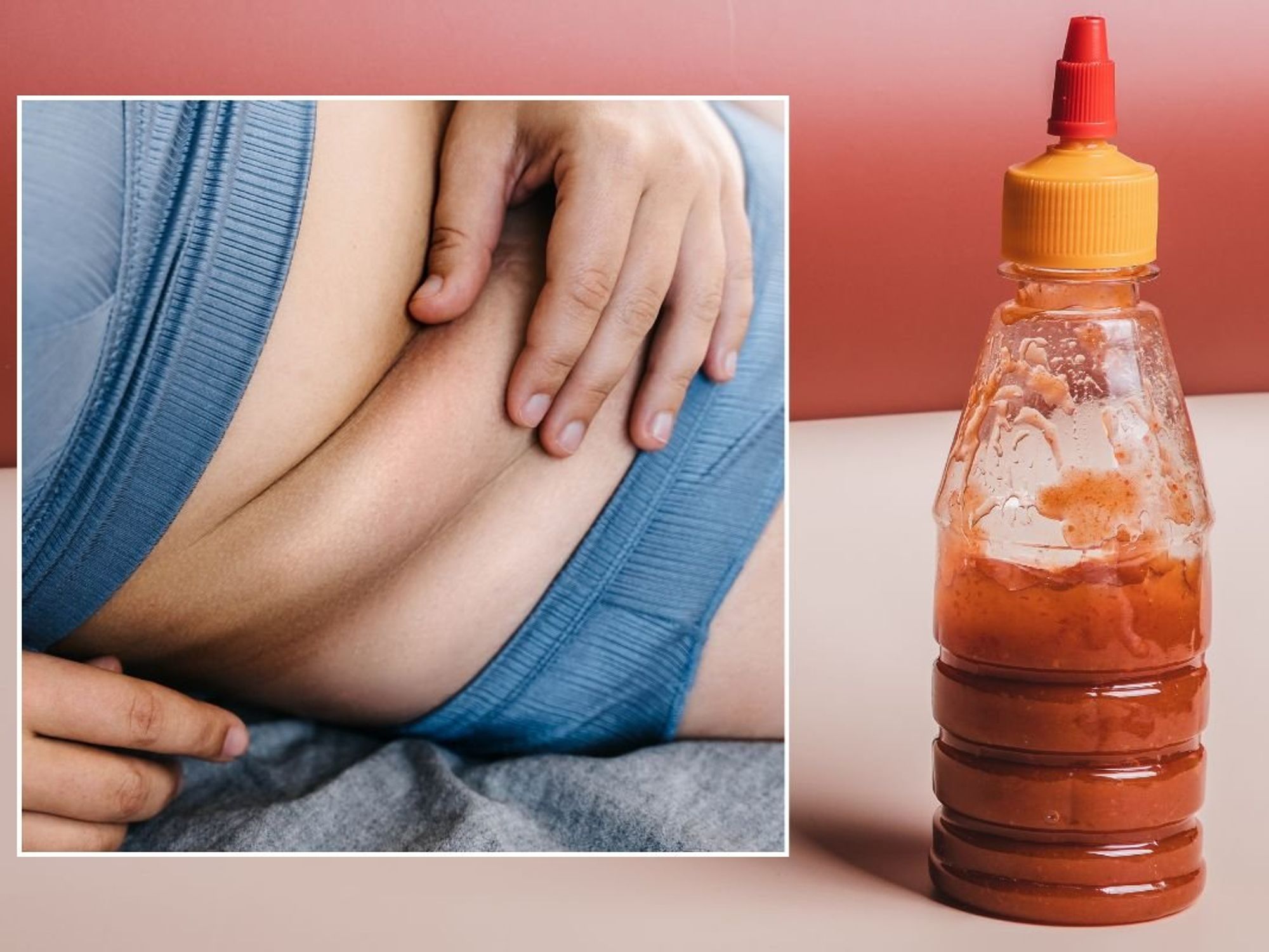 BELLY FAT STOCK PIC AND HOT SAUCE