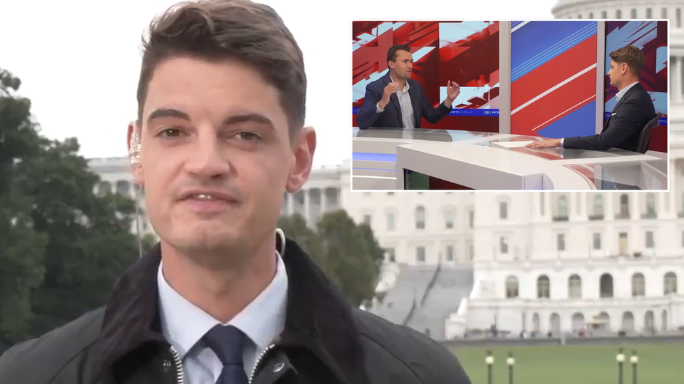 Ben Leo and an inset image from his interview with Charlie Kirk in May