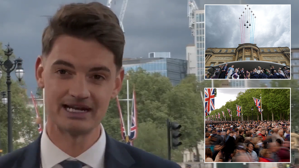 Ben Leo with two inset pictures of VE Day commemorations