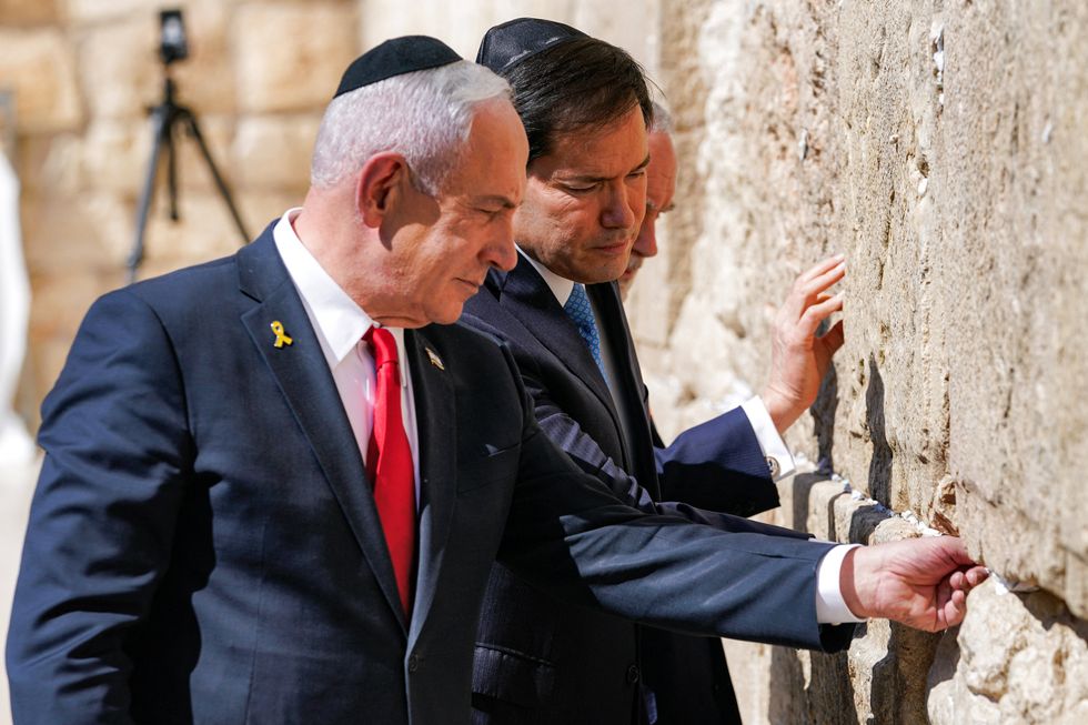 Benjamin Netanyahu and Marco Rubio at the Western Wall