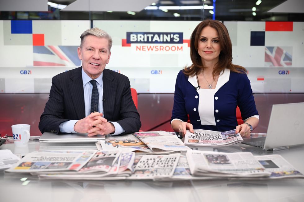 Bev Turner and Andrew Pierce in the GB News studio