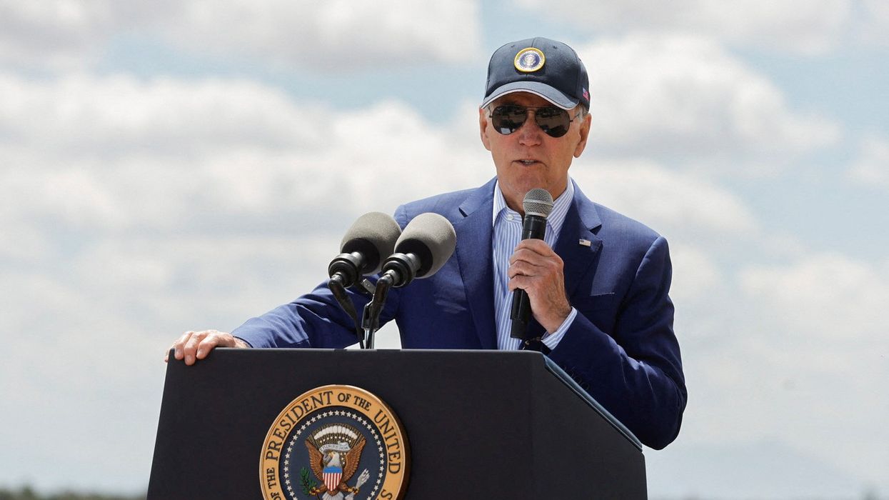 Biden giving a speech focusing on the administration's climate polices, nearby the Grand Canyon