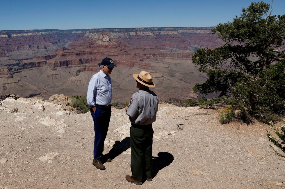 Biden speaks with Ed Keable, superintendent of Grand Canyon National Park