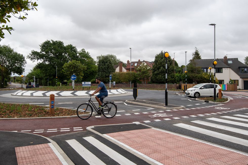 Bikes on a Dutch-style roundabout