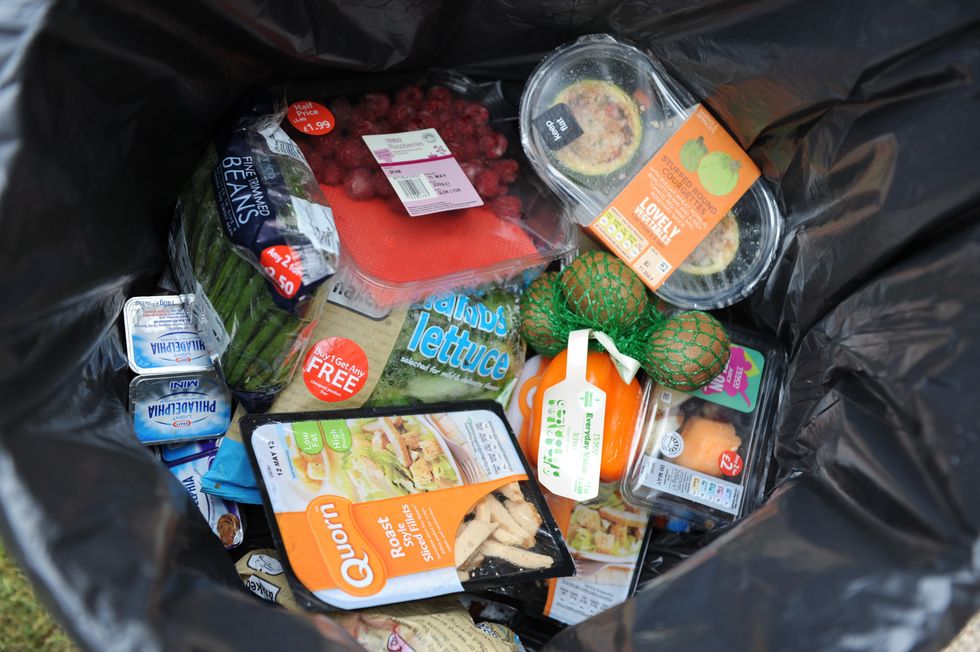 Bin full of food waste