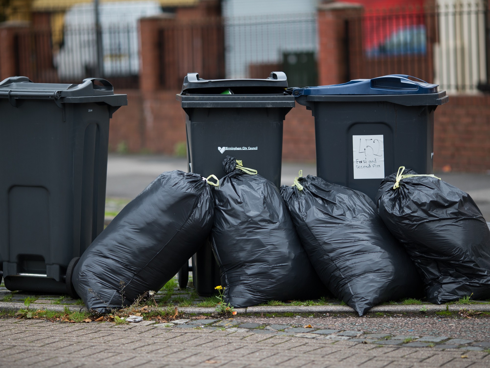 Bins piled up in Birmingham