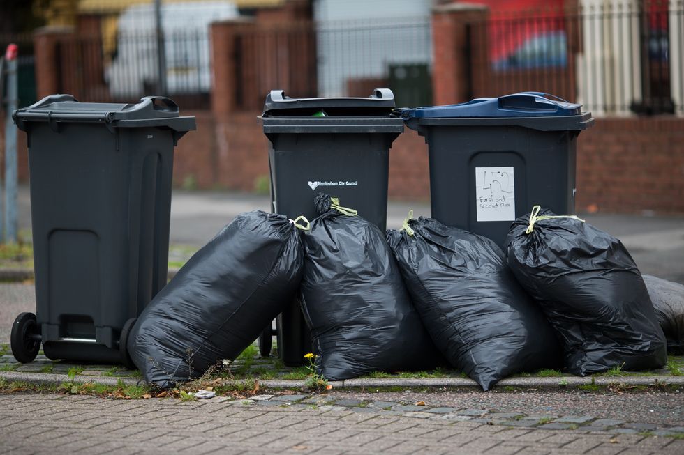 Bins piled up in Birmingham Bins piled up in Birmingham