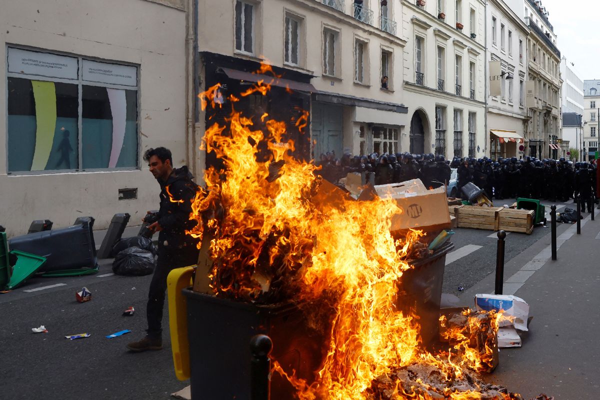 Bins set on fire in France