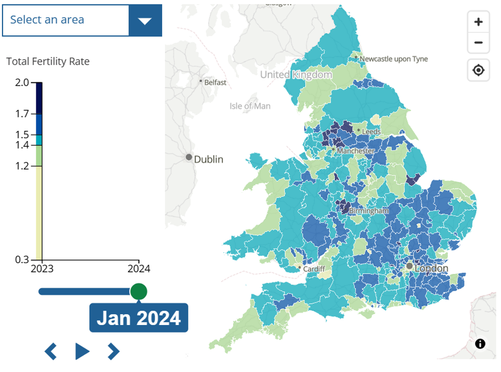 Births in England and Wales from the Office for National Statistics