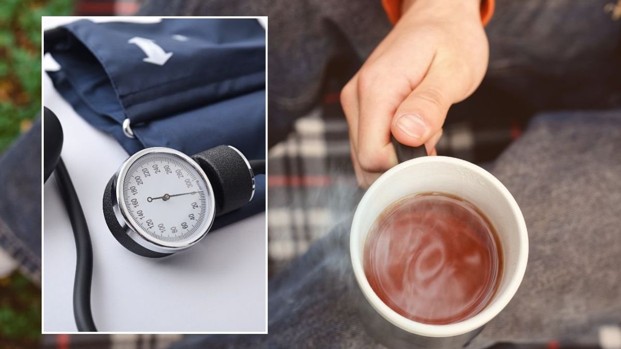 BLOOD PRESSURE MONITOR AND RED BREW