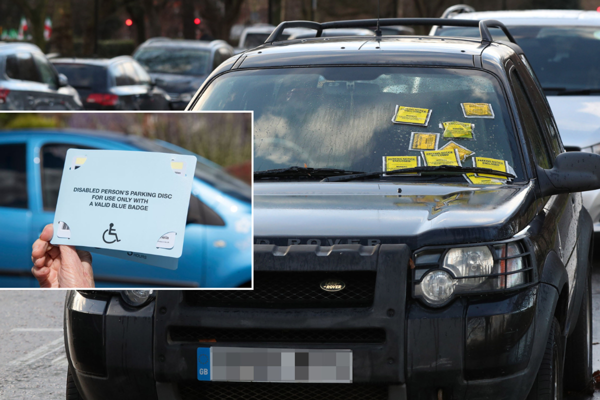Blue Badge and car with parking tickets