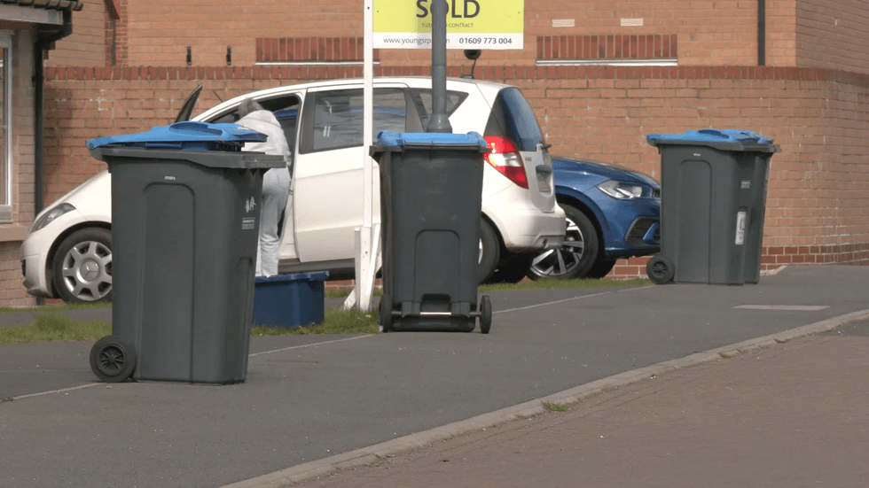 Blue recycling bins in Yorkshire