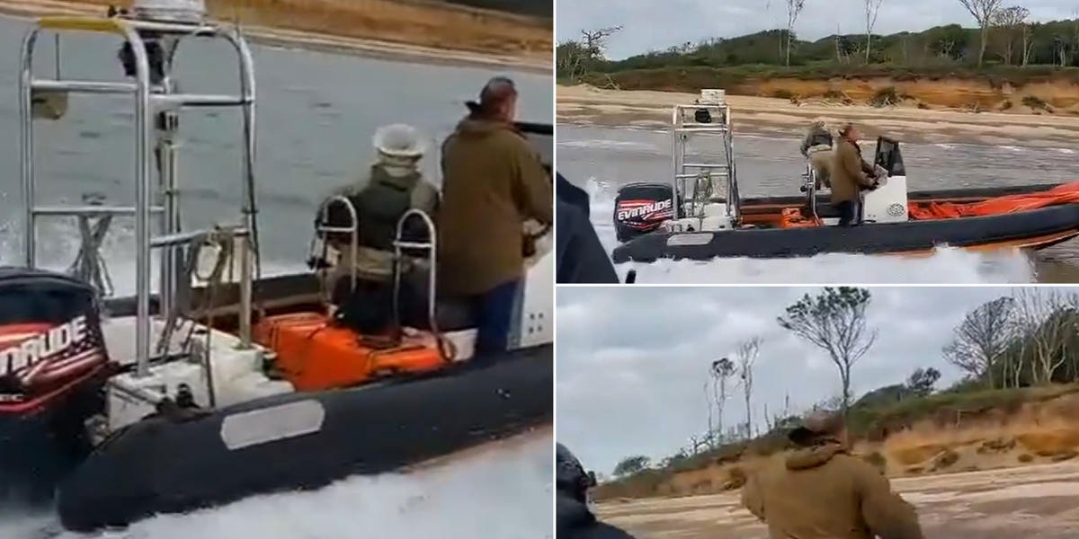 NextImg:Border Force officers launch dramatic chase after drug smugglers leap from boat laden with £37m of cocaine