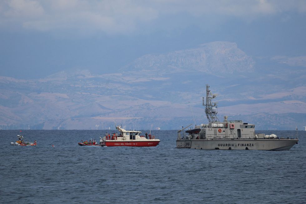 Boats above the wreck site on Wednesday